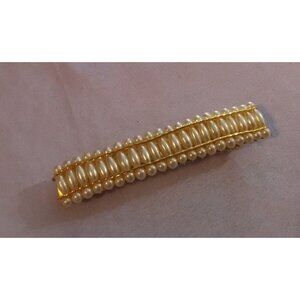 Vintage Faux Pearl & Gold-Tone Hair Clip Barrette